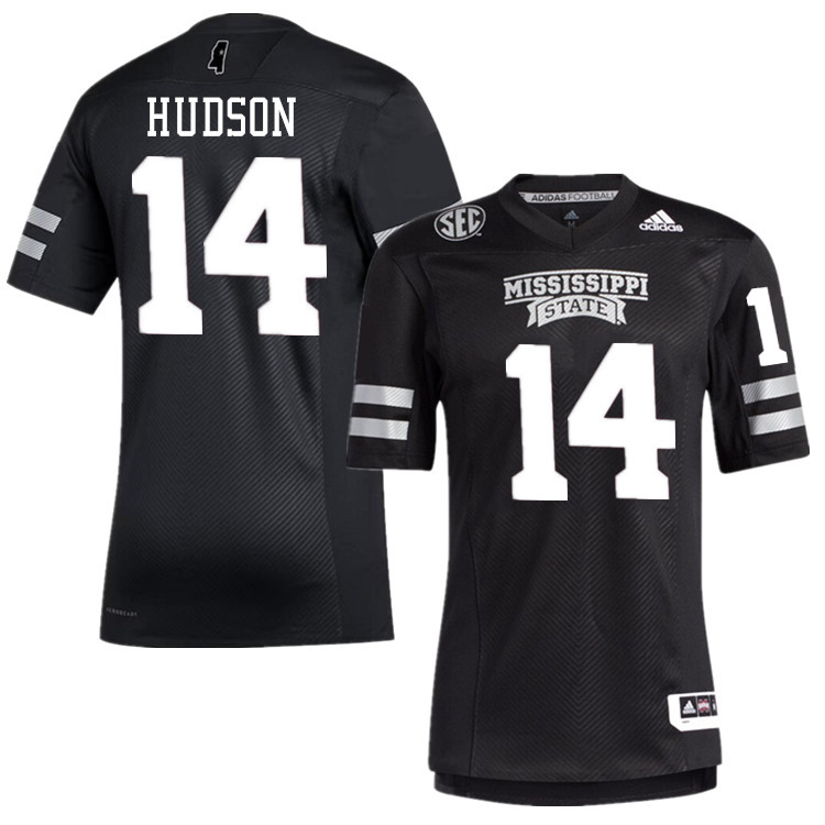 Men #14 Trent Hudson Mississippi State Bulldogs College Football Jerseys Stitched-Black